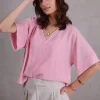 Faro flamingo plissé blouse
