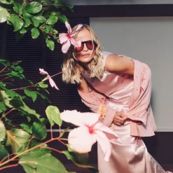Fazil rok in blush satin stretch