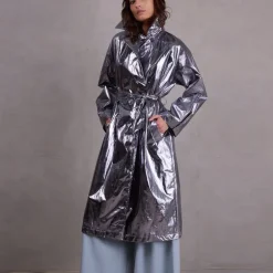 Ferdi silver trench coat