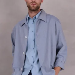 Ferre vest in dusk blue herringbone