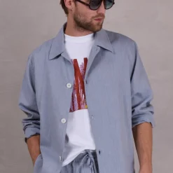 Ferre vest in dusk blue herringbone