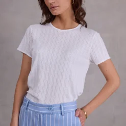 Fiona wit pointelle jersey T-shirt