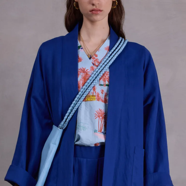 Flenn kimono in true blue Tencel