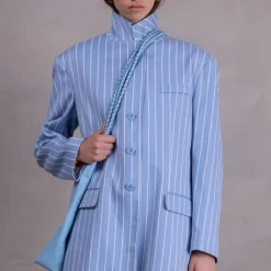 Flint vest in powder blue stripes