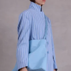 Flint vest in powder blue stripes