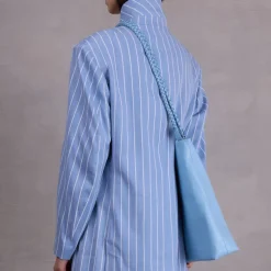 Flint vest in powder blue stripes