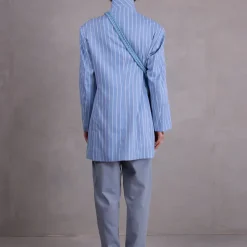 Flint vest in powder blue stripes