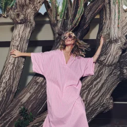 Freya jurk in pink stripes