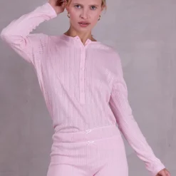 Frouke roze pointelle jersey T-shirt