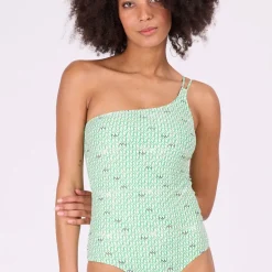 Groen asymmetrisch badpak