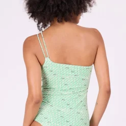 Groen asymmetrisch badpak