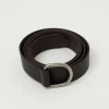 Leren D-ring riem in donkerbruin