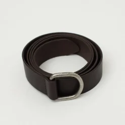 Leren D-ring riem in donkerbruin