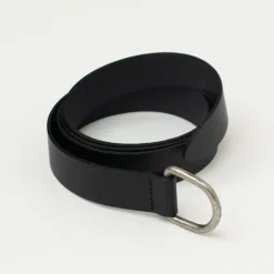 Leren D-ring riem in zwart