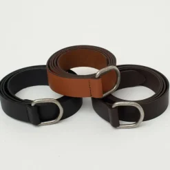 Leren D-ring riem in zwart