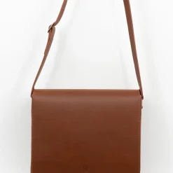 Medium crossbody handtas in cognac nappaleer