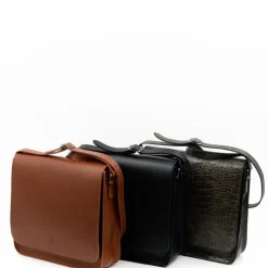 Medium crossbody handtas in cognac nappaleer