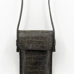 Smartphone bag in croco black olive