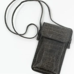 Smartphone bag in croco black olive