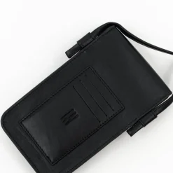 Smartphone bag in zwart nappaleer