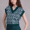 Sonka top in evergreen / ice blue