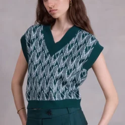 Sonka top in evergreen / ice blue