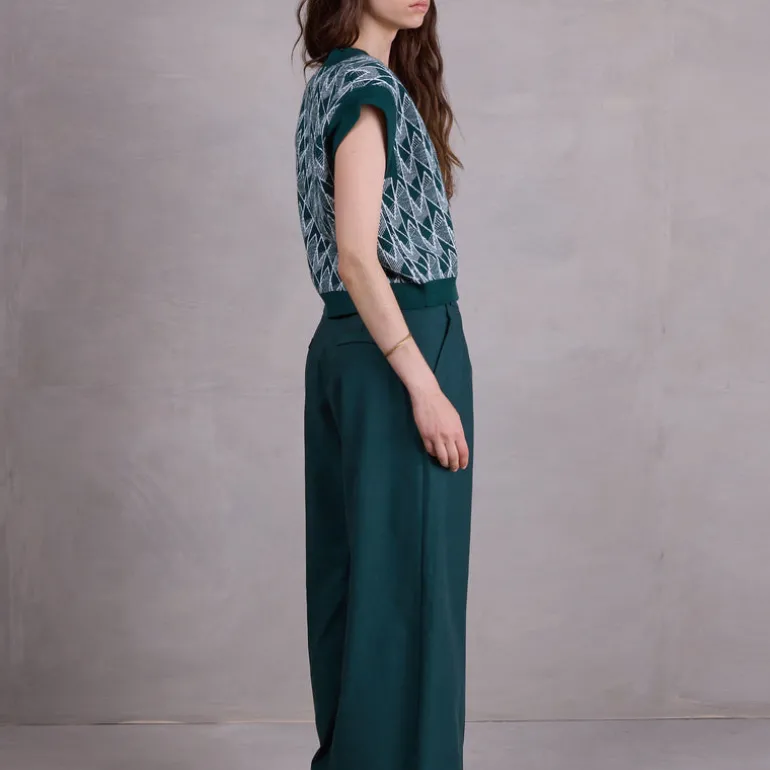 Sonka top in evergreen / ice blue