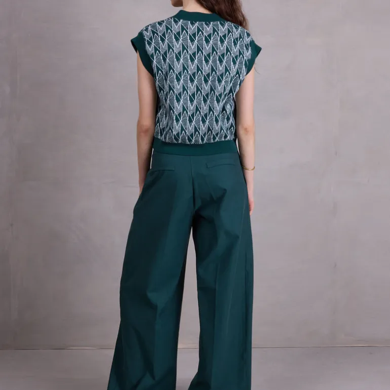 Sonka top in evergreen / ice blue