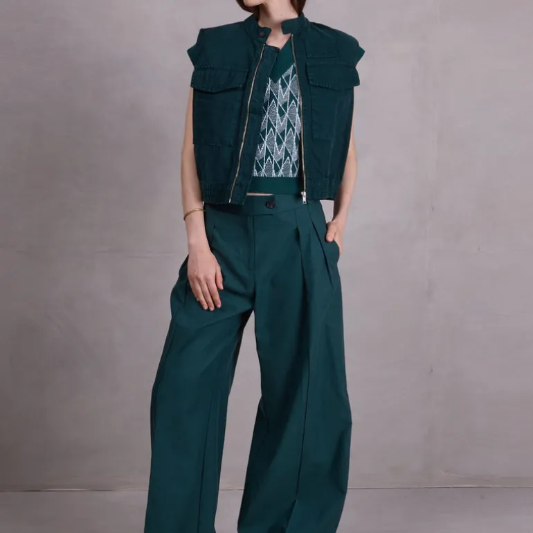Sonka top in evergreen / ice blue