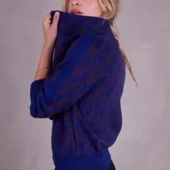 Sparta grafische vest in royal blue en fig