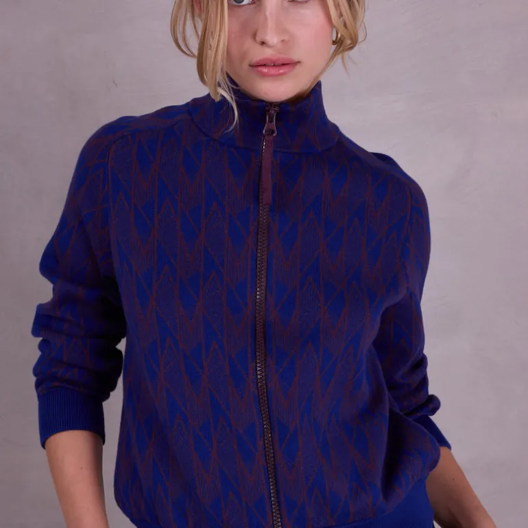 Sparta grafische vest in royal blue en fig
