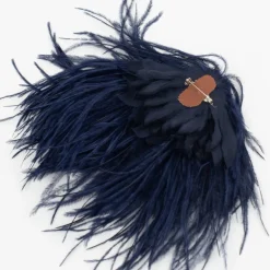 Zaza broche met veren in indigo