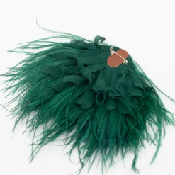 Zaza broche met veren in dennengroen