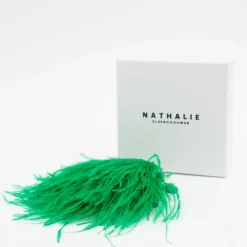 Zaza brooch in grass green feathers