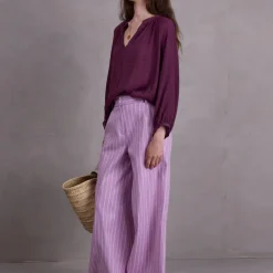 Zoella broek in bright lilac stripes