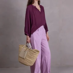 Zoella broek in bright lilac stripes